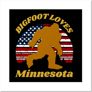 Bigfoot loves America and Minnesota too Posters and Art